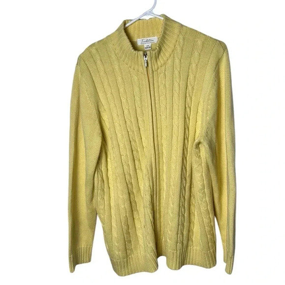 Y2K Traditional Country Collection front zip chunky knit cable knit sweater EC - Picture 2 of 11